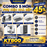 COMBO 5 MÓN PHỤ KIỆN NHÀ BẾP EUROGOLD NAN DẸT – INOX 304 CAO CẤP