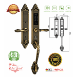 Khóa Đại Sảnh Kassler KL-969GR Đồng Nguyên Khối Màu Vàng Đen – Vân Tay, Mật Mã, Thẻ Từ, Tay Kéo Hoàng Gia
