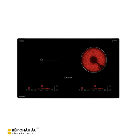 Bếp Điện Từ Latino LT-3779.V8 – 1 Từ 1 Hồng Ngoại, Booster 2400W, Mặt Kính Euro Platinum NANO, Điều Khiển Cảm Ứng 12 Cấp Độ