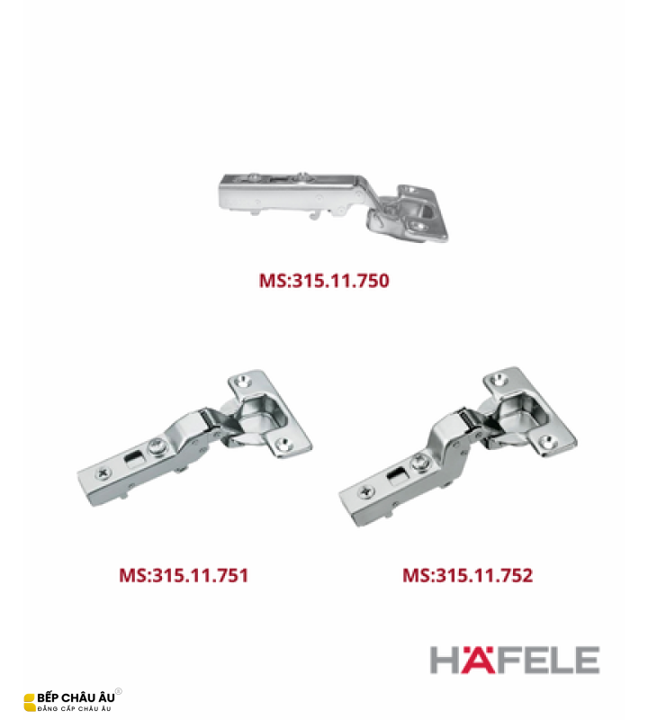 Bản Lề Hafele Metalla SM 110° Giảm Chấn Chính Hãng – 3 Loại A - 315.11.750, B - 315.11.751, C - 315.11.752