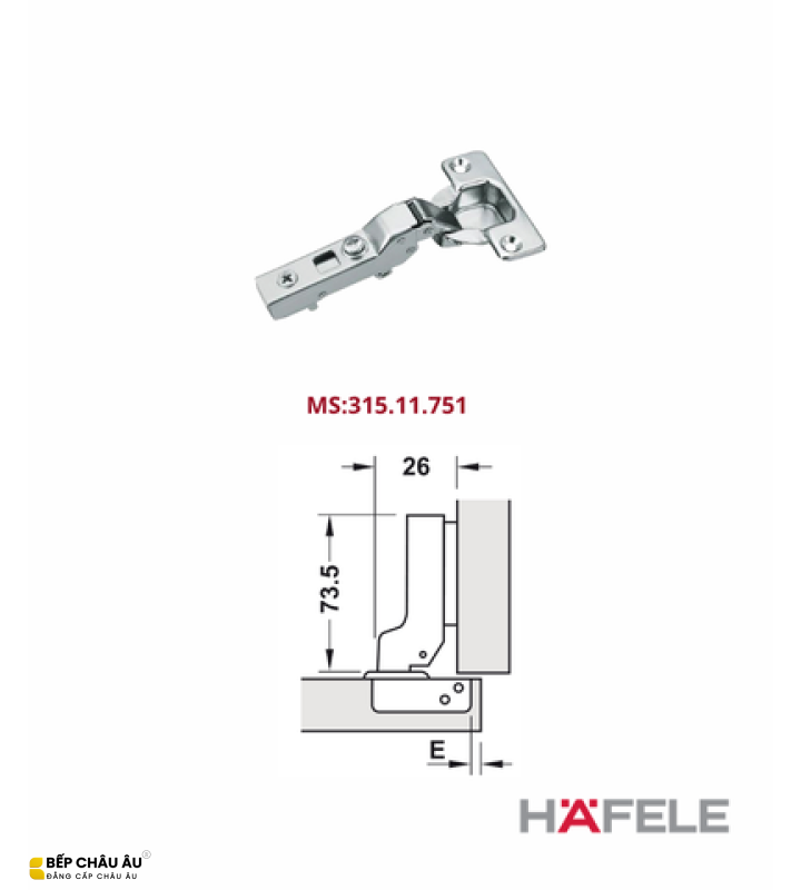 Bản Lề Hafele Metalla SM 110° Giảm Chấn Chính Hãng – 3 Loại A - 315.11.750, B - 315.11.751, C - 315.11.752