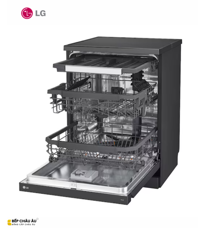 Máy Rửa Bát LG LDT14BLA4 14 Bộ Màu Đen Nhám – QuadWash, TrueSteam, Inverter, Sấy Hé Cửa, Wi-Fi ThinQ
