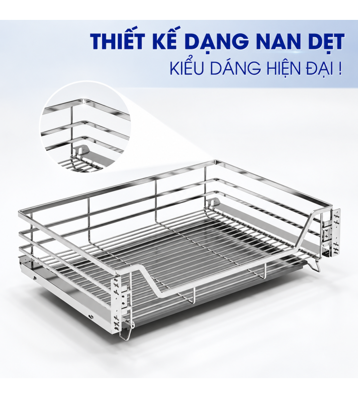 Giá Xoong Nồi Nan Dẹt Inox Mờ EUROGOLD 304 – Gắn Cánh Âm Tủ Cao Cấp