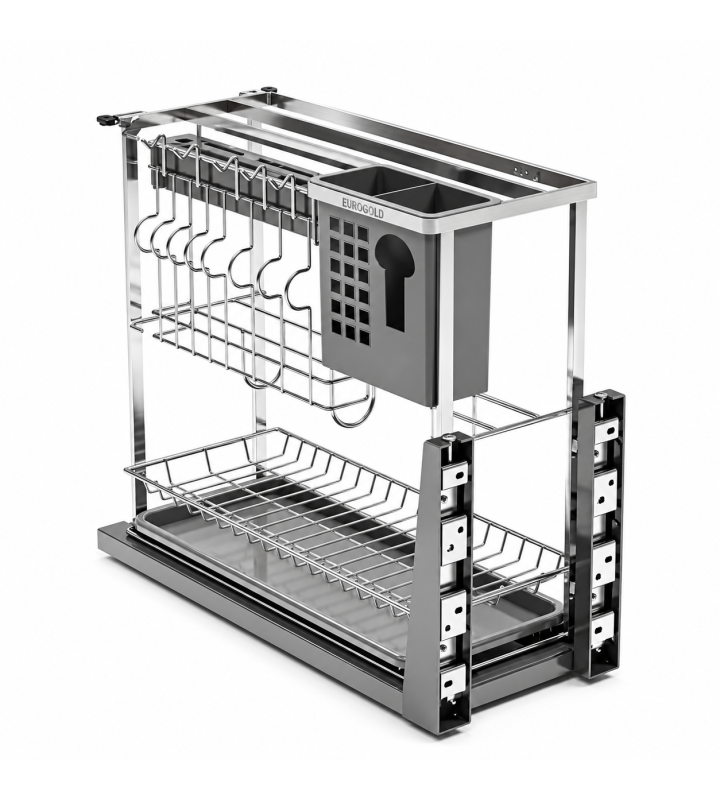 Giá Dao Thớt Nan Dẹt Inox Mờ EUROGOLD 304 – Ray Giảm Chấn