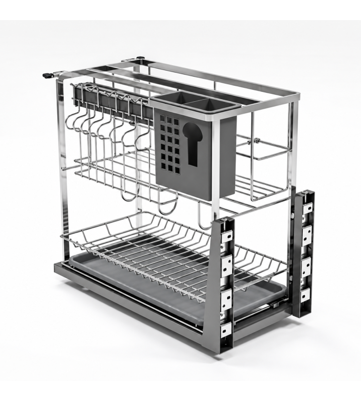 Giá Dao Thớt Nan Dẹt Inox Mờ EUROGOLD 304 – Ray Giảm Chấn