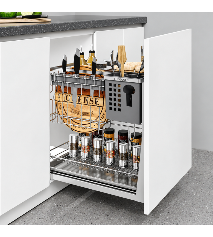 Giá Dao Thớt Nan Dẹt Inox Mờ EUROGOLD 304 – Hệ Dẫn Hướng Chống Rung