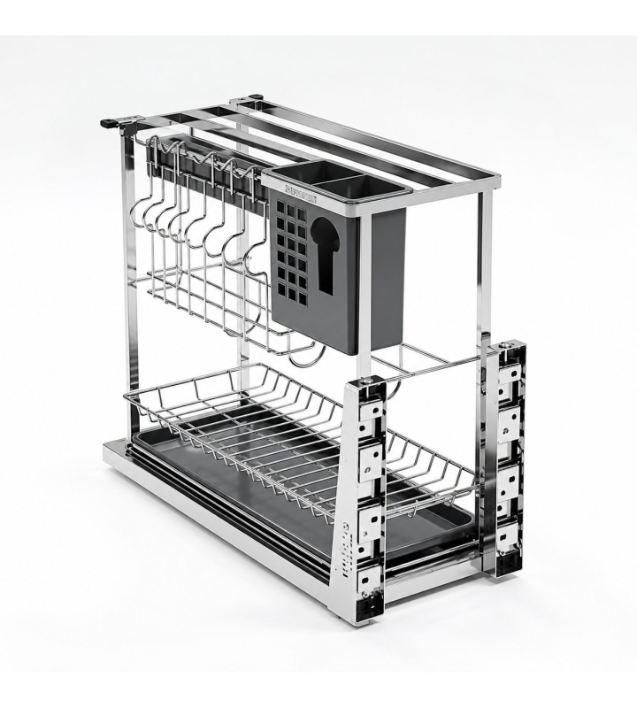 Giá Dao Thớt Nan Dẹt Inox Mờ EUROGOLD 304 – Hệ Dẫn Hướng Chống Rung