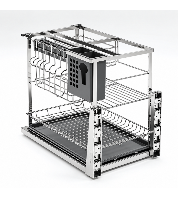 Giá Dao Thớt Nan Dẹt Inox Mờ EUROGOLD 304 – Hệ Dẫn Hướng Chống Rung