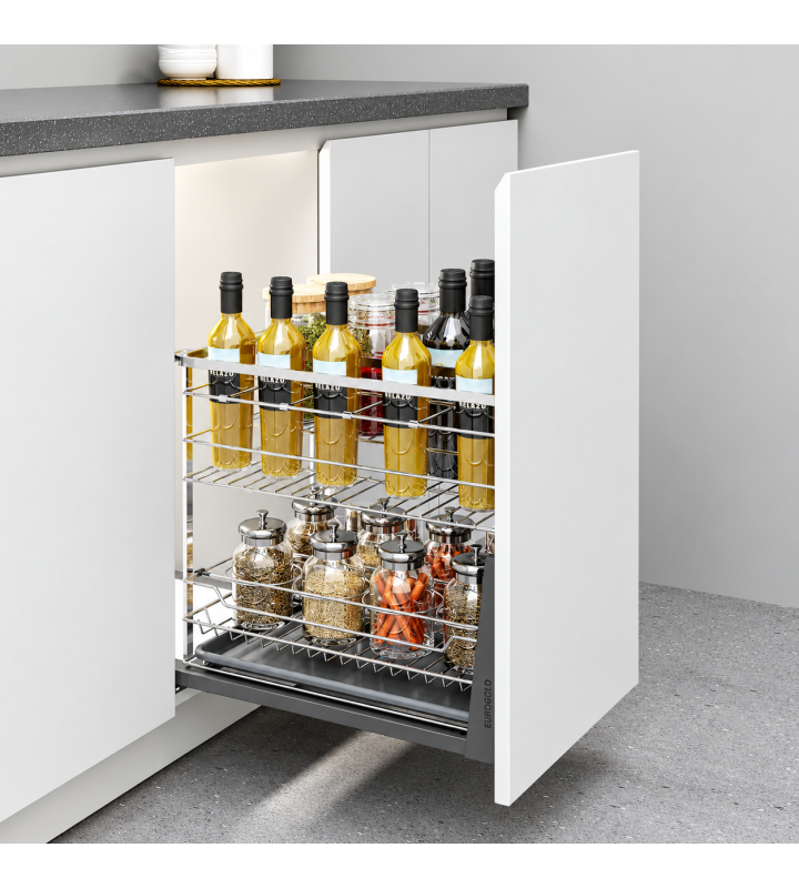 Giá Gia Vị Inox Nan Dẹt EUROGOLD 304 – Ray Giảm Chấn