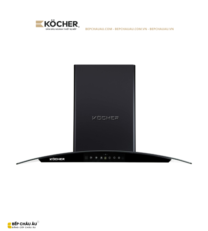Máy Hút Mùi Kocher K-229V Kính Cong 70/90cm – Hút 1550m³/h, Booster 1850m³/h, Ultra Swing Siêu Êm
