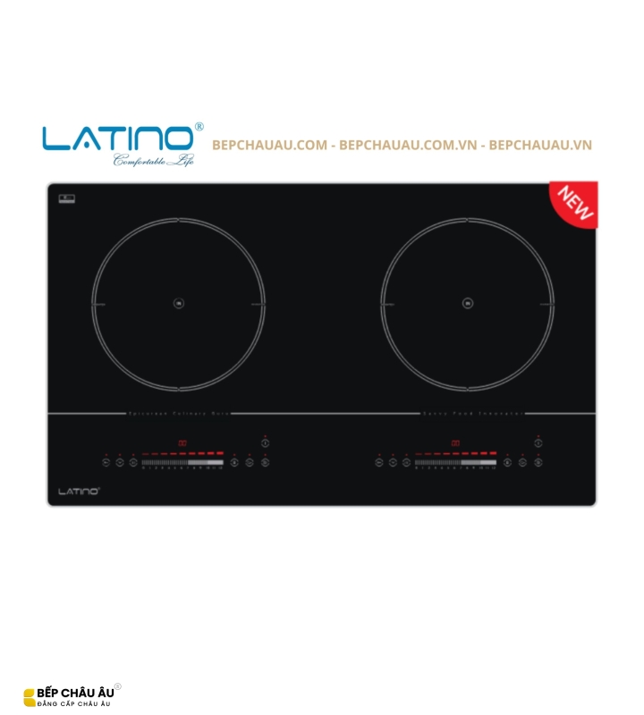 Bếp Từ Đôi Latino LT-I2D1089L Malaysia – Kính ELCD Platinum Ceramic, Inverter, Slider 12 Mức, Booster 2400W