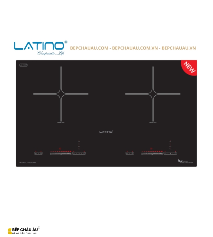Bếp Từ Đôi Latino LT-I2D9086L Malaysia – Kính Nano Đen Nhám, Inverter, Booster, 2 Vùng Nấu 2500W